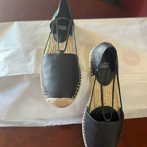 Brand New Ellen Fisher Lee d'Orsay Flat Leather Espadrille Sandal
